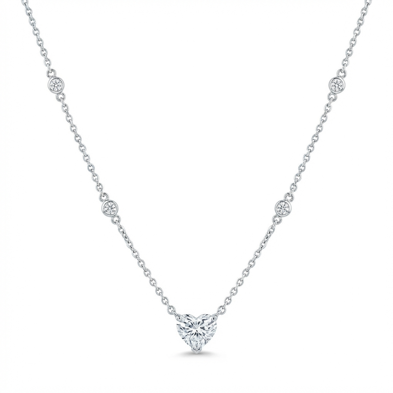 The Heart Solitaire Pendant with a Yard Chain